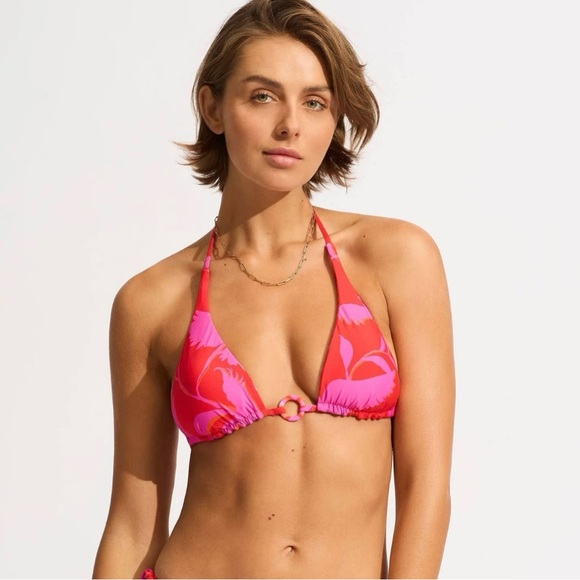 Seafolly Australia Reversible Bikini Top Pink and Orange size US 2 - Picture 2 of 9